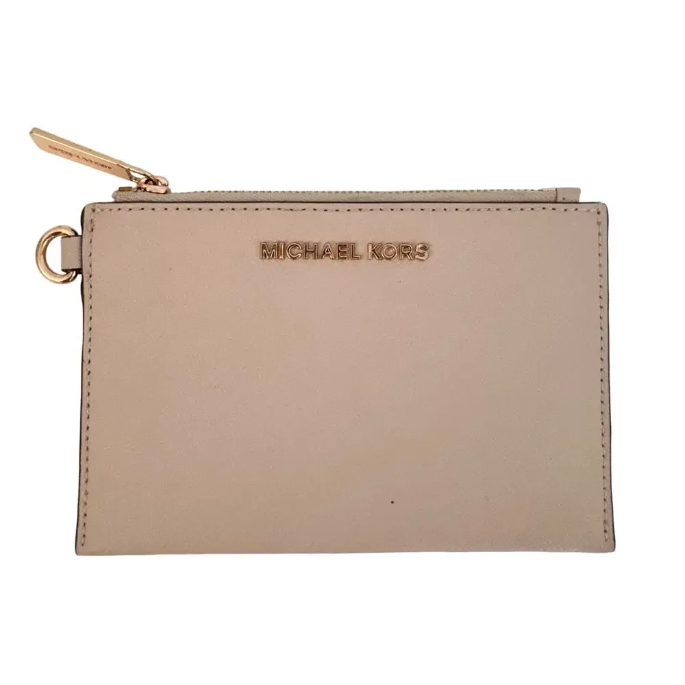 Michael Kors Saffiano Leather Zip Flat Wallet Pouch Card Holder